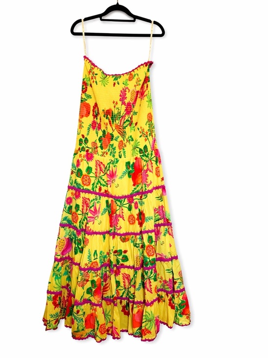 Farm Rio Delicate Fruit Garden Smocked Maxi Dress Size L Boho Vacation - Picture 6 of 10